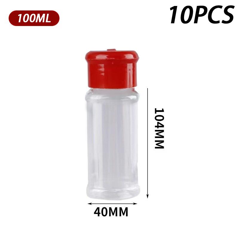 10Pcs Kitchen Salt Pepper Shakers 60/100Ml Plastic Empty Seasoning Storage Bottle