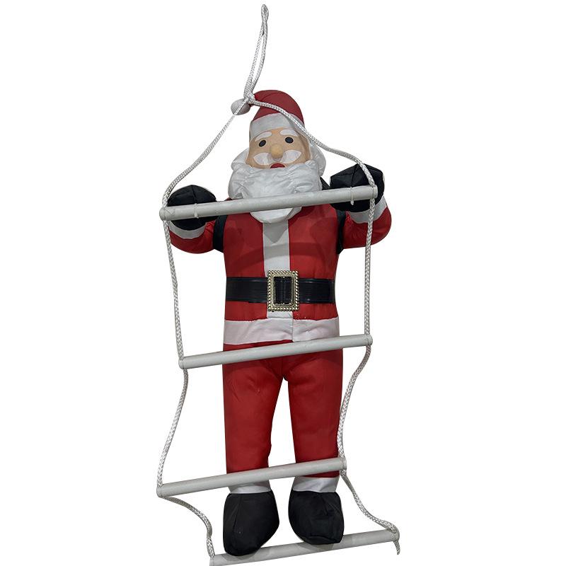 Santa Claus Climbing Ladder Ornament - Christmas Window Hanging Decoration