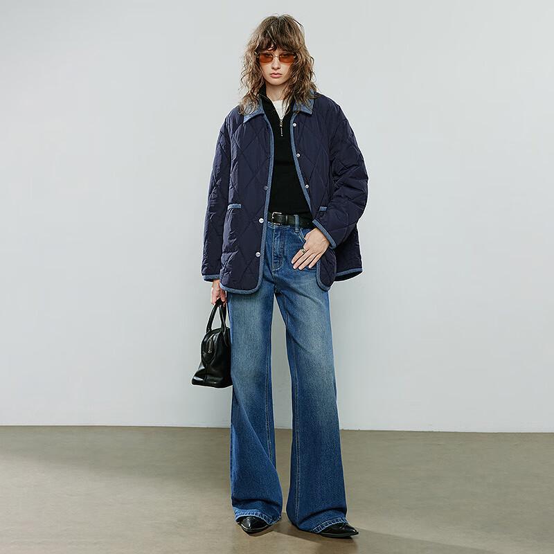 Chuyu Women's Color Block Diamond Padded Winter Coat