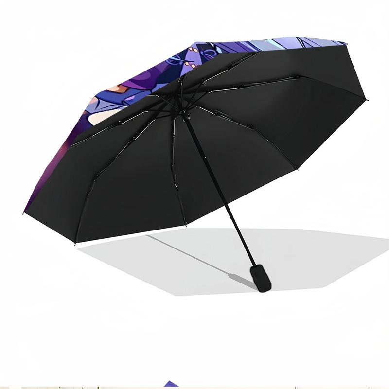 Genshin Impact Print Automatic Open Close Umbrella, Portable Foldable Umbrella, for Outdoor Commute Camping Trip, Ideal Birthday Gift