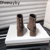Autumn Winter Women Thick Heel Ankle Boots Metal Square Toe Shoes Modern Short Botas Para Mujer
