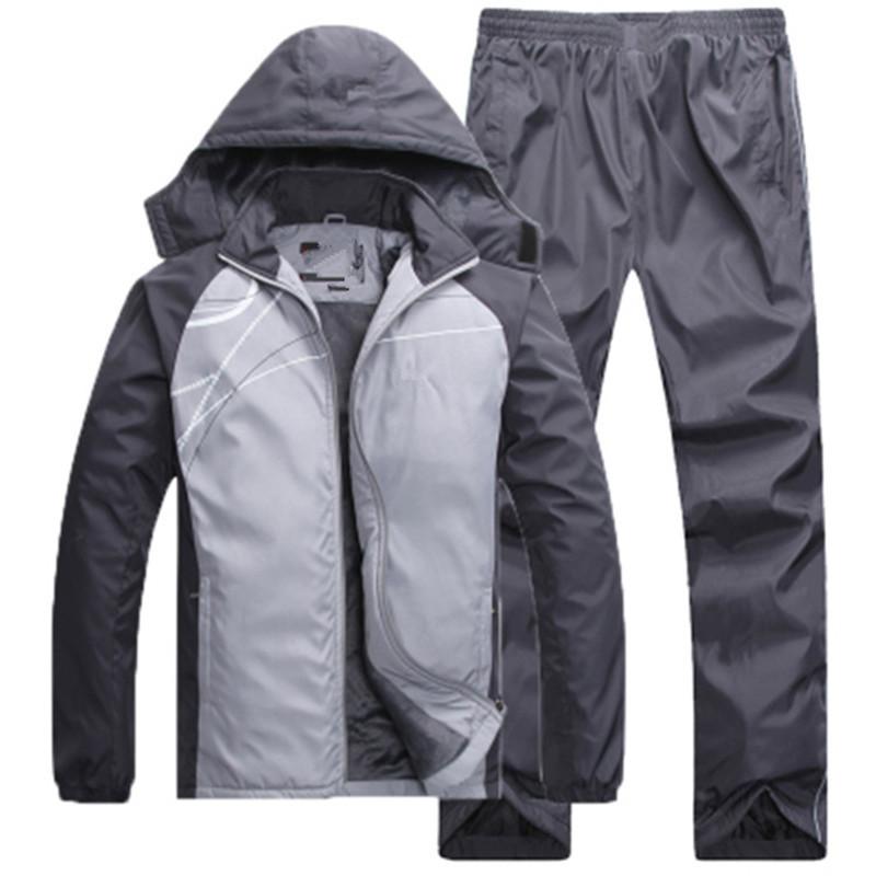 

Мужской осенне-зимний спортивный комплект из двух предметов: толстовка + однотонные брюки L серый