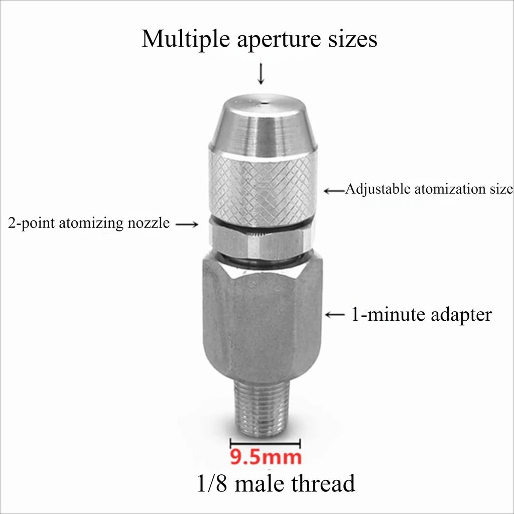 1/4" 1/2" Stainless Steel Adjustable Atomization Sprayer 0.8-1.8mm Misting Nozzle Adapter Garden Irrigation Agriculture Watering