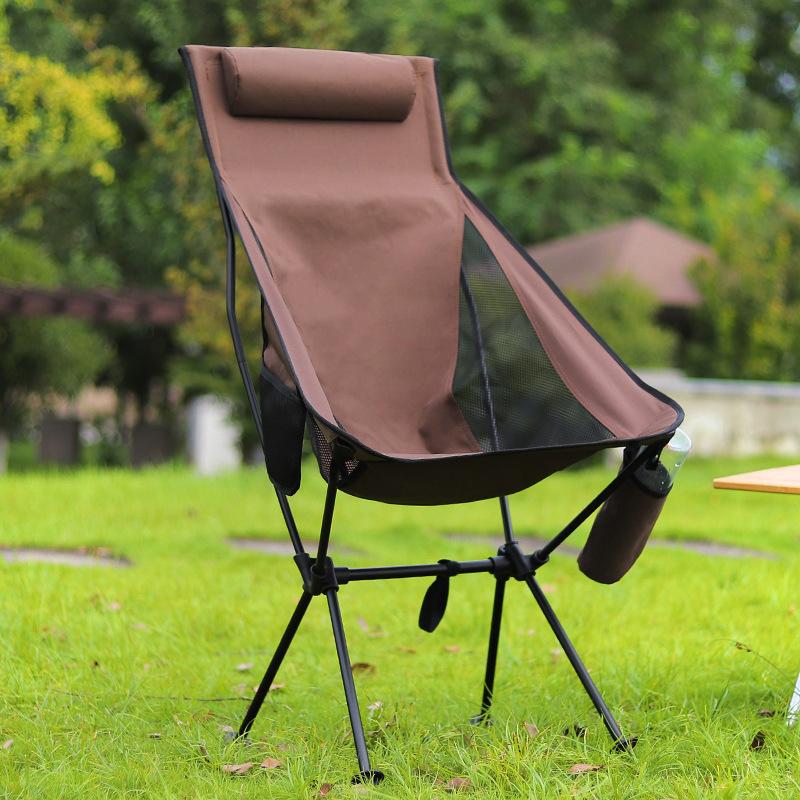 Outdoor Camping Chairs Folding Moon Chair Detachable Portable Beach Fishing Picnic BBQ Chair Ultralight Aluminum Chair Lightweight Extended Seat
