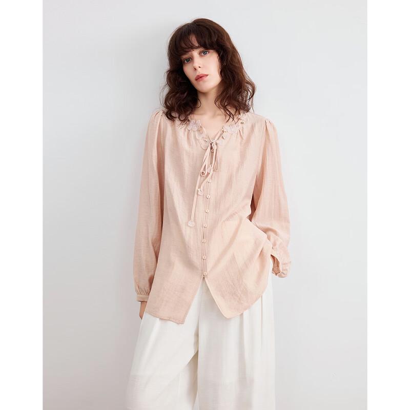 Demana Women s Sweet Puff Sleeve Linen Blend Blouse S