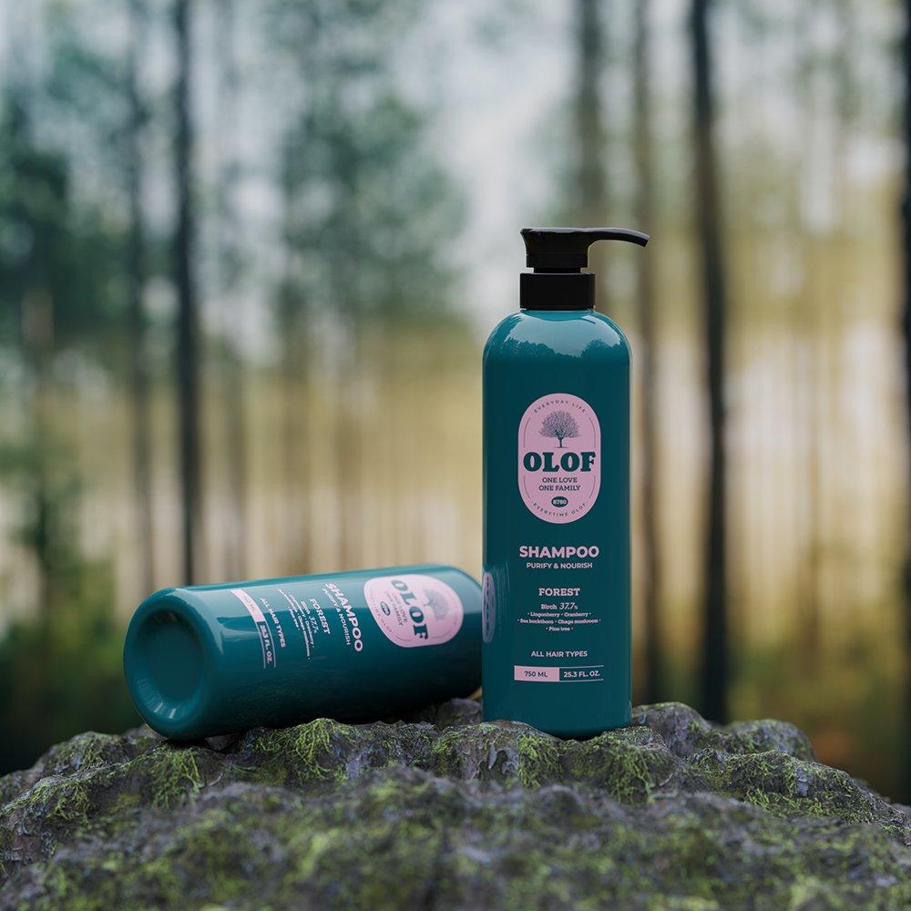 OLOF Vegan Shampoo 750ml + Body Wash 750ml Birch Natural Mildly Acidic Hypoallergenic for the Whole Family