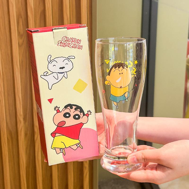 

Crayon Xiaoxin joint cup glass cute beer cup beverage juice cup children s milk cup birthday gift 401-500ml