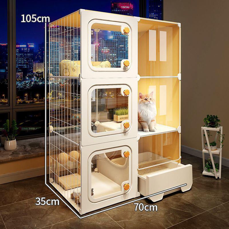 Extra-Large Indoor Cat Villa: One Room, Living Room, Bathroom - Spacious Cat Cage & Nest with Integrated Toilet