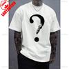 T Shirt Man Question Mark Skull Question Mark Graphic Print Cotton T-shirt Men's Fashion Casual Cotton Short-sleeved Crew Neck