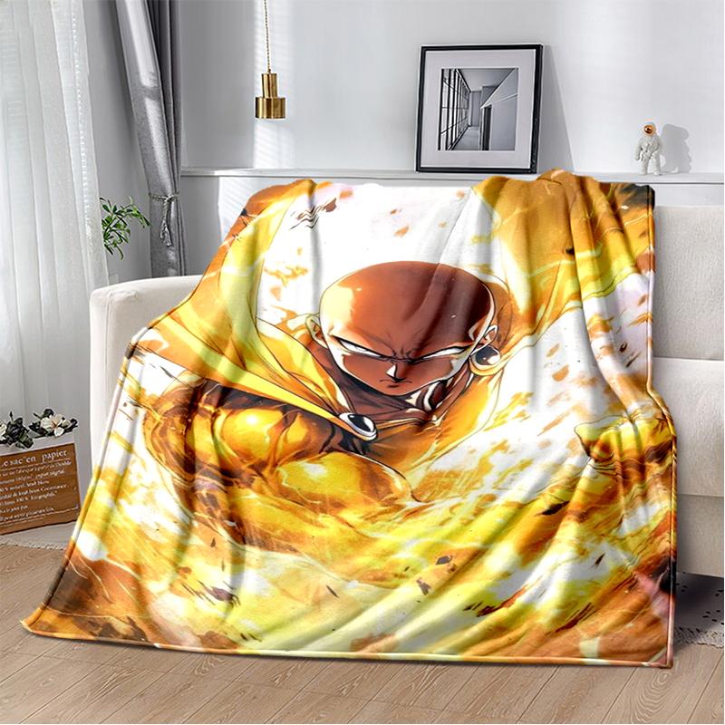 3D One Punch Man Saitama Cartoon Anime Soft Blanket,Soft Throw Blanket for Home Bedroom Bed Sofa Travel Cover Child Gift