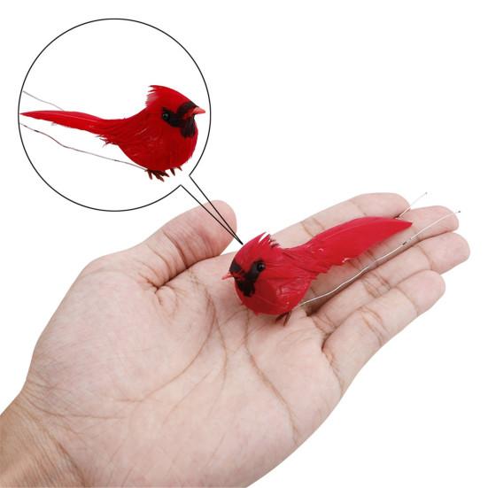 10Pcs Artificial Red Christmas Lucky Birds DIY Xmas Tree Pendant Decoration Gift