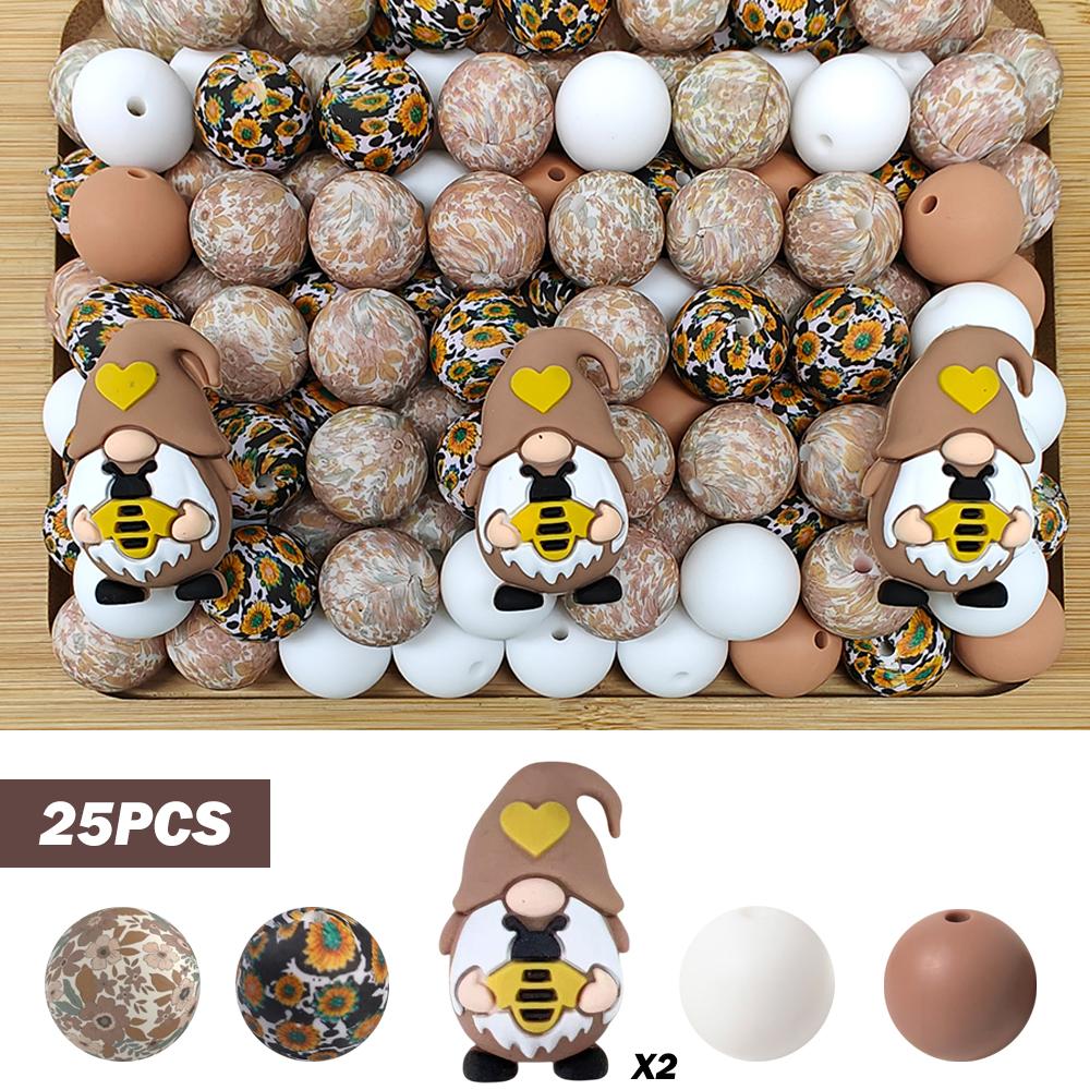25/32/54PCS 3D Cute Dwarf Silicone Bead Set, perfect for DIY handmade crafts such as keychains, necklaces, bracelets, etc