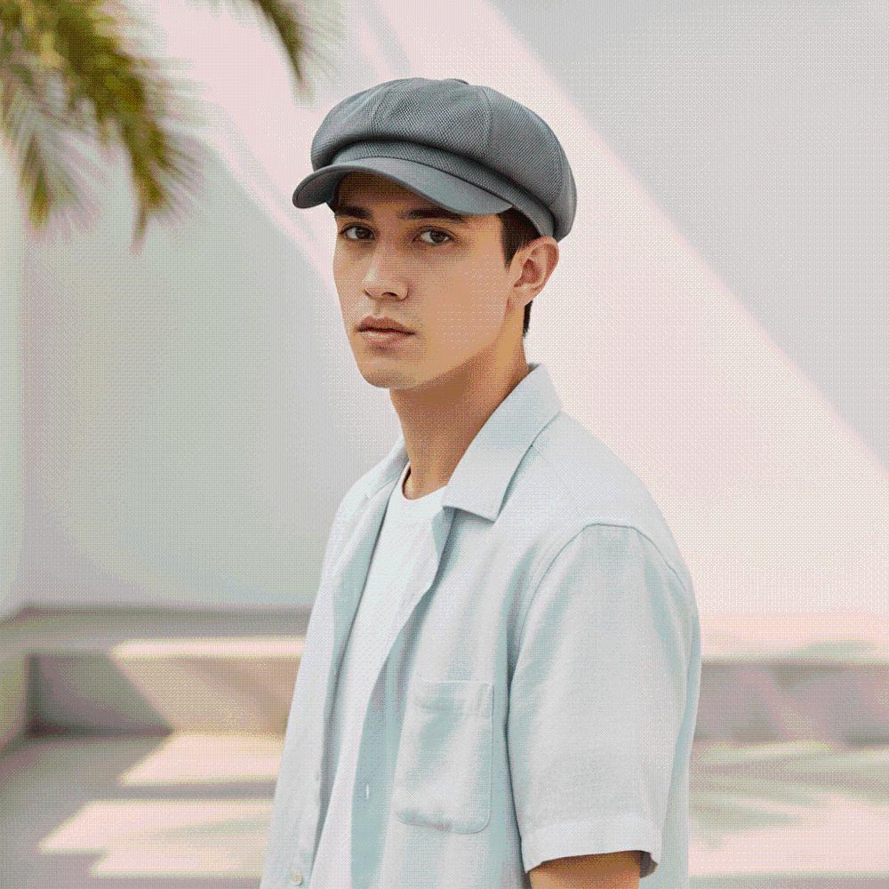 Hollow-Out Mesh British Beret with Snap Buckle Sunshade Painter Cap  Teenage Boys