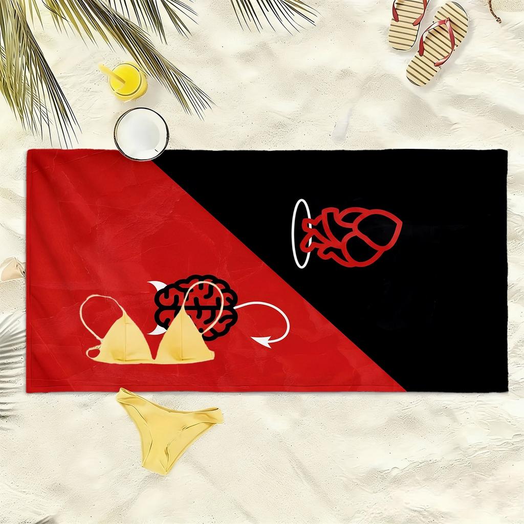 Demon and Angel Pattern polyester microfiber beach towel is highly absorbent, suitable for swimming and beach outings