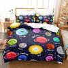 Space Beding Young Boys Adorable Lovely Space Alien Soft Duvet Cover Gren Rocket Ship Carton Planet Warm Comforter Cover Black Beding Set for Kid Ten