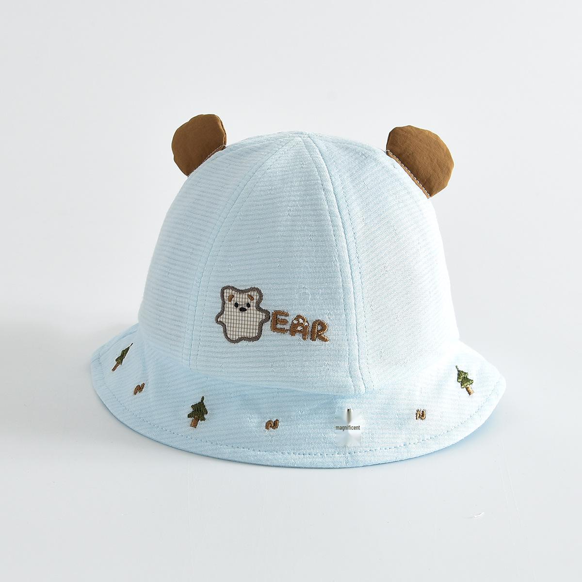 

Breathable Baby Sun Protection Foldable Bucket Hat with 3D Embroidery 40-42cm Circumference синий