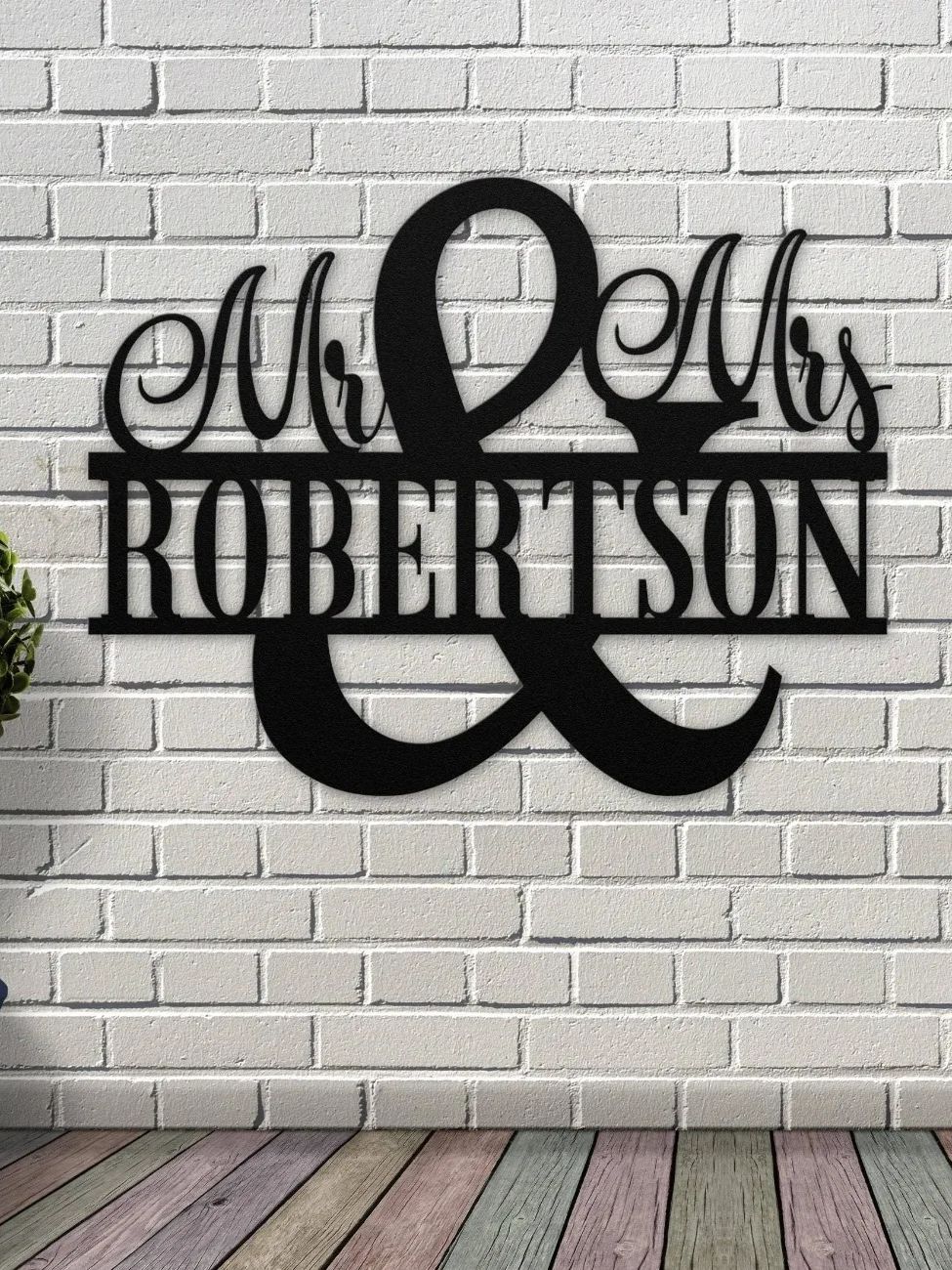 

Custom Mr and Mrs Metal Sign, Personalized Wedding Plaque Durable AAA Paint, Anniversary Gift M чорний
