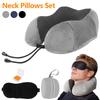 U Shaped Memory Foam Neck Pillows Plane Pillow Set with Eye Mask & Earplugs Sleeping Airplane Pillow Cervical Healthcare Bedding
