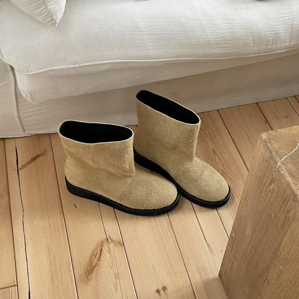 Rindslederversion~ Koreanische Version Nische runde Zehenpartie Plateau kurze Westernstiefel Martin Stiefel Damen 2025 kurze Stiefel Chelsea Boots