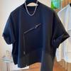 Irregular Splicing Street Fashion Design Short-sleeved T-shirts Women Loose Couple Tops