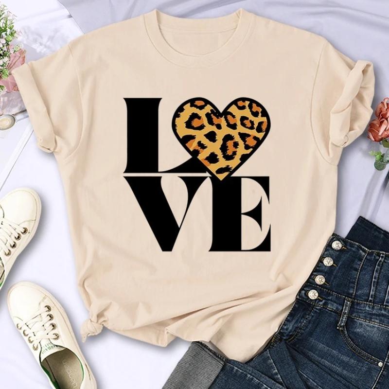 Vintage Leopard Love Forever Women T Shirt Fashion Casual Short Sleeve Hip Hop Cool Clothes Breathable Crewneck Tshirt FeUnisex