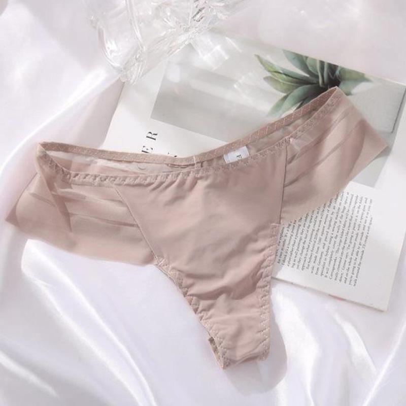 G-String Women's Panties Ice Silk Seamless Perspective Underwear Women Thong Plus Size 164