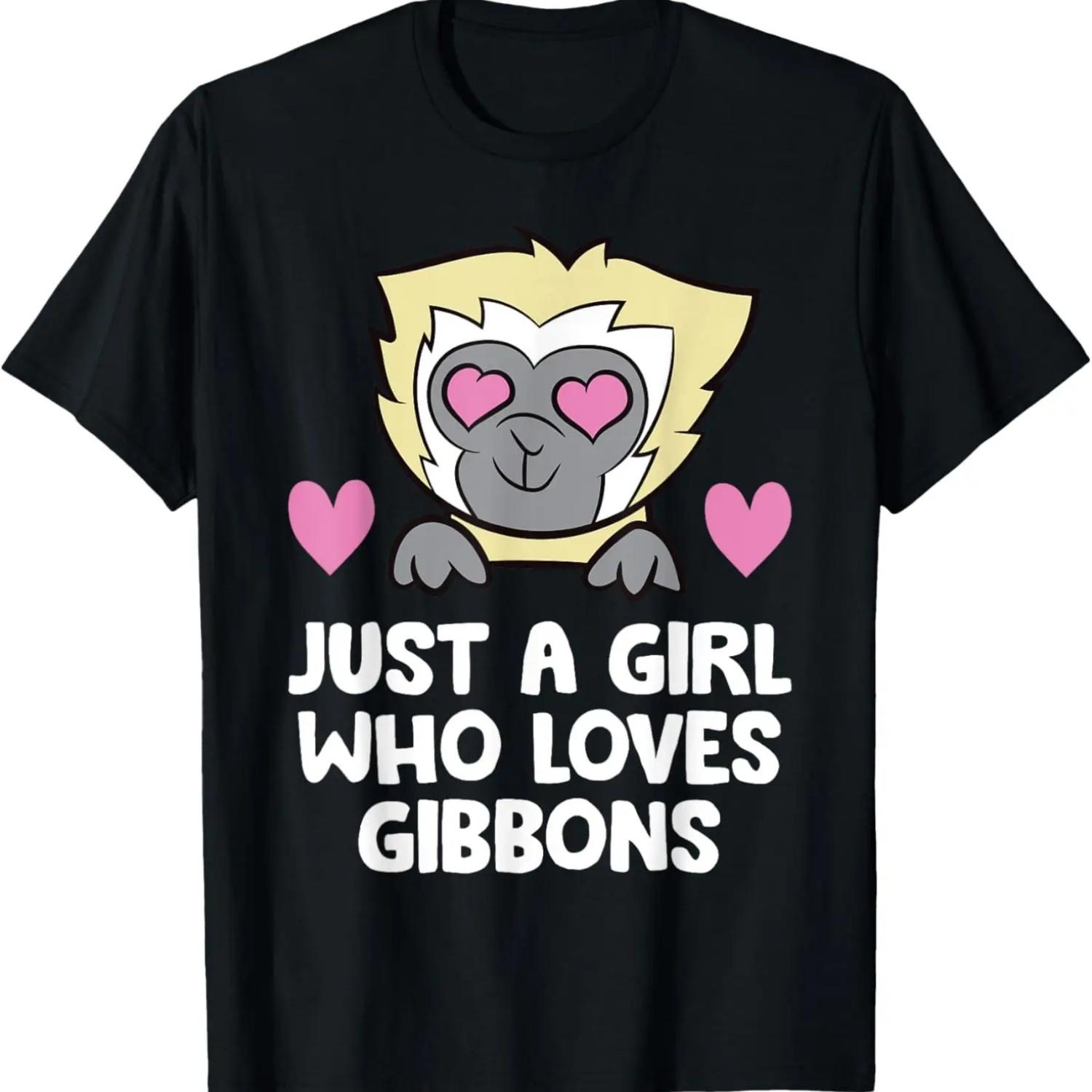 

Just a Girl Who Loves Gibbons Cute Gibbon Monkey T-Shirt S чёрный