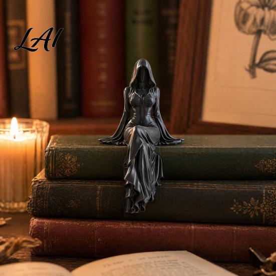 Statua Gotica Femminile Stampata in 3D Figurine della Dea Mietitore Figura Eterea con Cappuccio Scultura Figura Decorativa Oscura Collezionabile Fantasy per