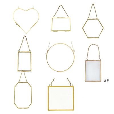 Glas Gepresste Blumen Rahmen Wandbehang Doppelglas Rahmen mit Metallkette für Gepresste Getrocknete Blume Pflanze Golden