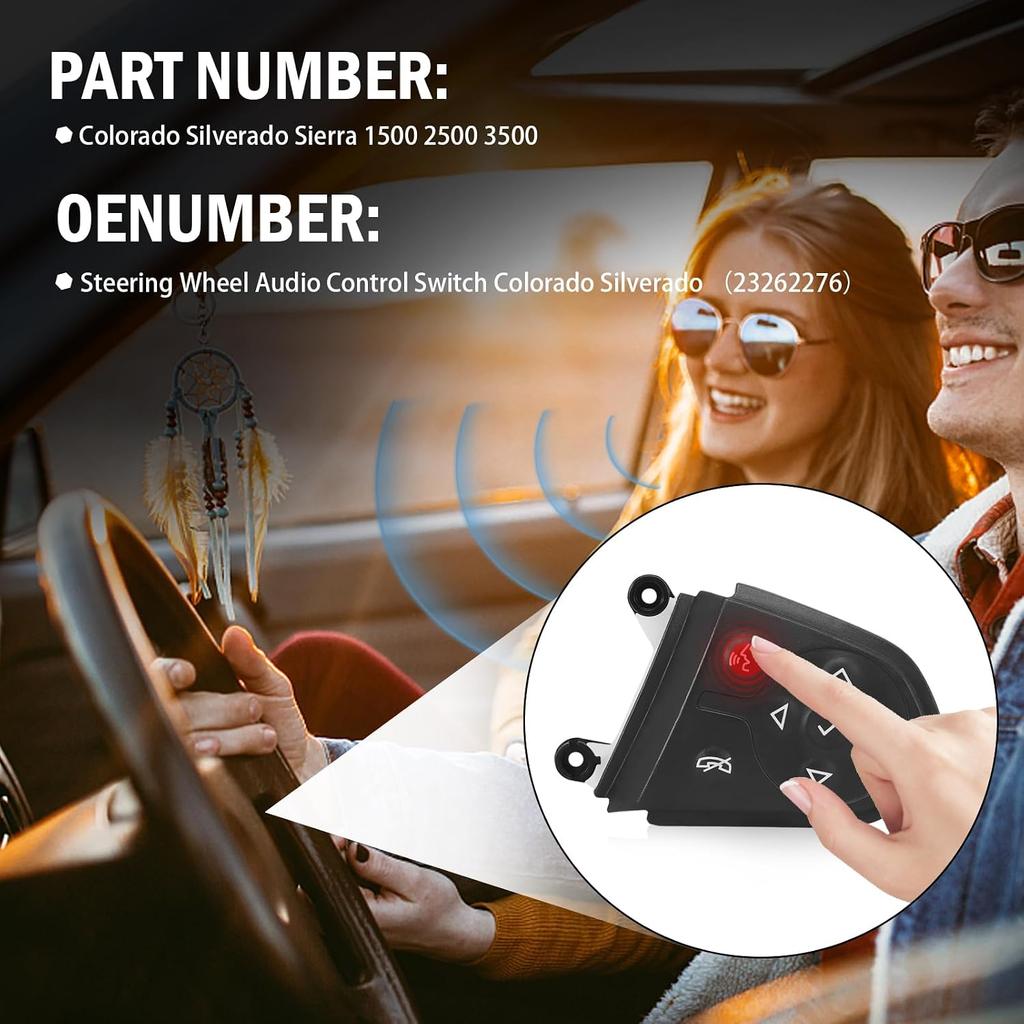 Steering Wheel Audio Control Switch Compatible with Silverado Sierra 1500 2500 3500 Suburban Tahoe 23262276