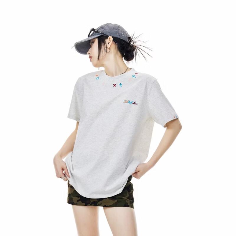 ICH MODE Women s Embroidered Short-Sleeve T-Shirt M