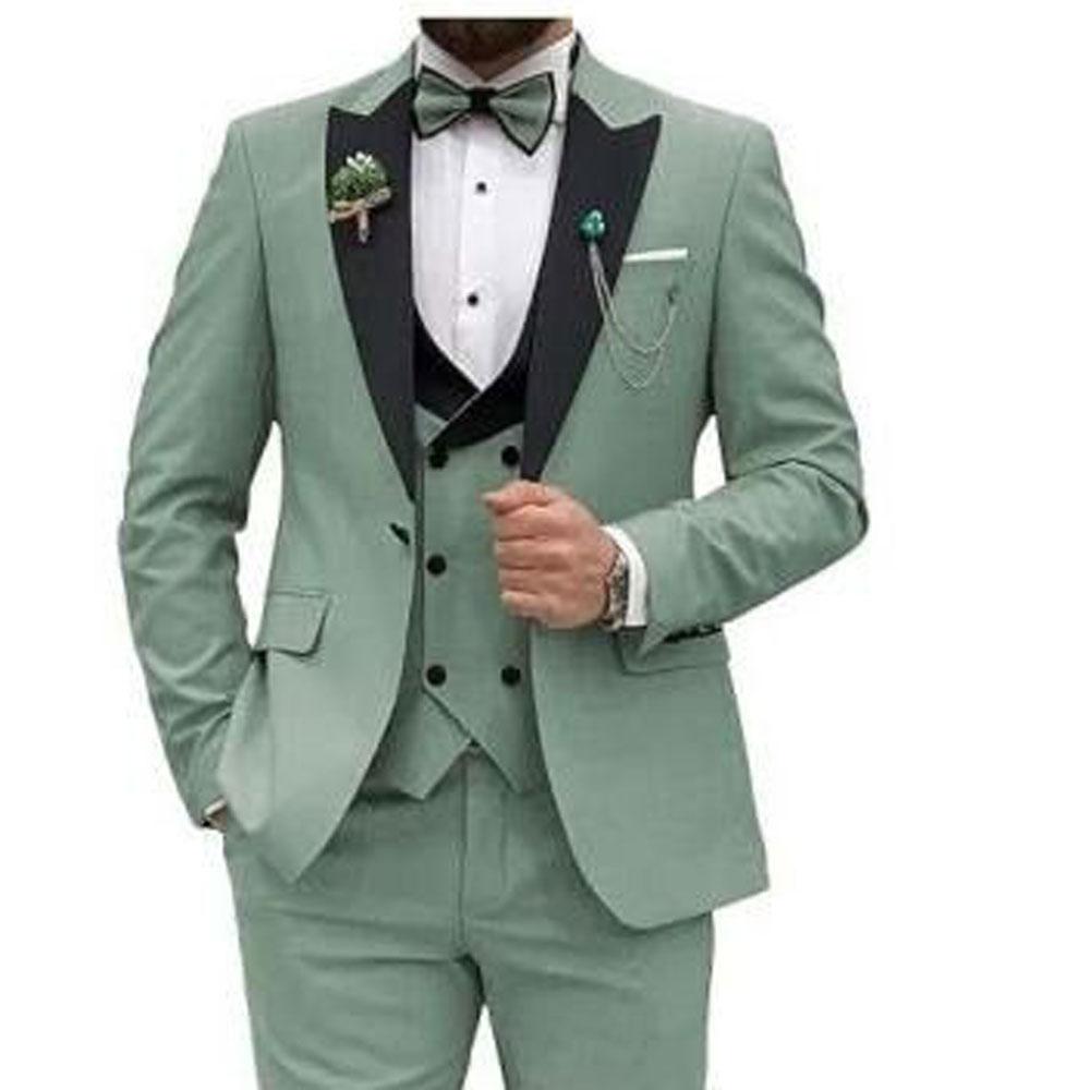 Herrenanzüge 3-teilig Blazer Weste und Hosen Set Spitzes Revers Luxuriöse Smoking Anzüge für Herren für Hochzeit Formelle Kleider Busi
