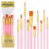 Children's Paintbrush Set: 10-Piece Long Handle Nylon Brushes for Oil, Acrylic, and Watercolor Painting.