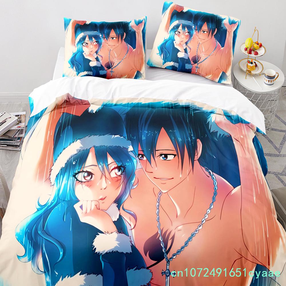 Nowy zestaw pościeli Fairy Tail Japońskie anime Chłopcy Dziewczęta Prezent Wystrój sypialni Pojedynczy Podwójny Pełny Rozmiar Queen Tekstylia domowe Dropshipping