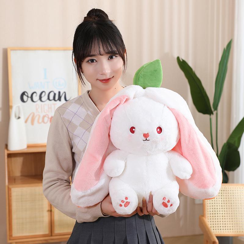 Cute Transformation Bunny Plush Doll Soft Cute Strawberry Radish Rabbit Cloth Doll Children Girl Bed Pillow