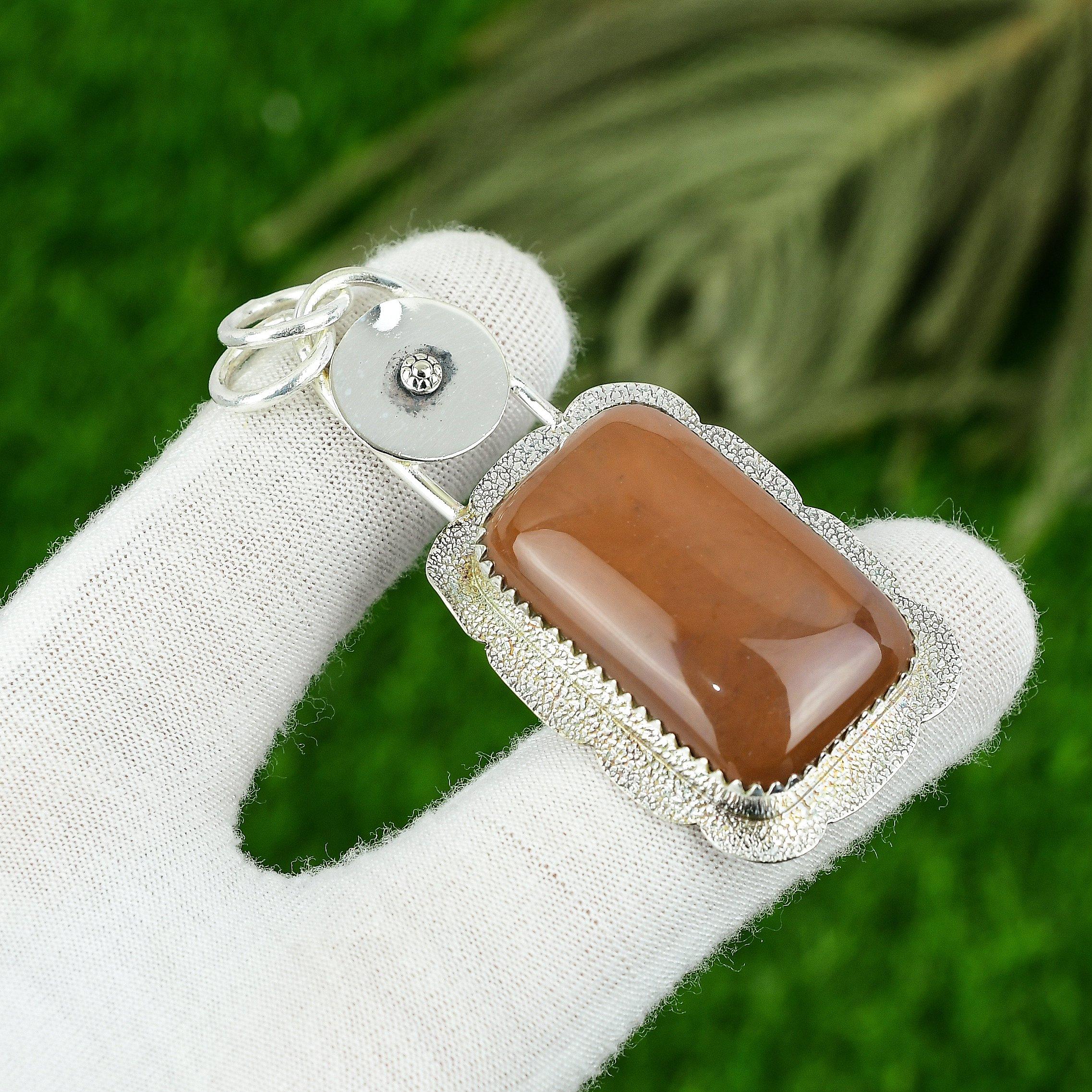 

925 Sterling Silver Carnelian Stone Mother Elegant Sacral Chakra Pendant Jewelry