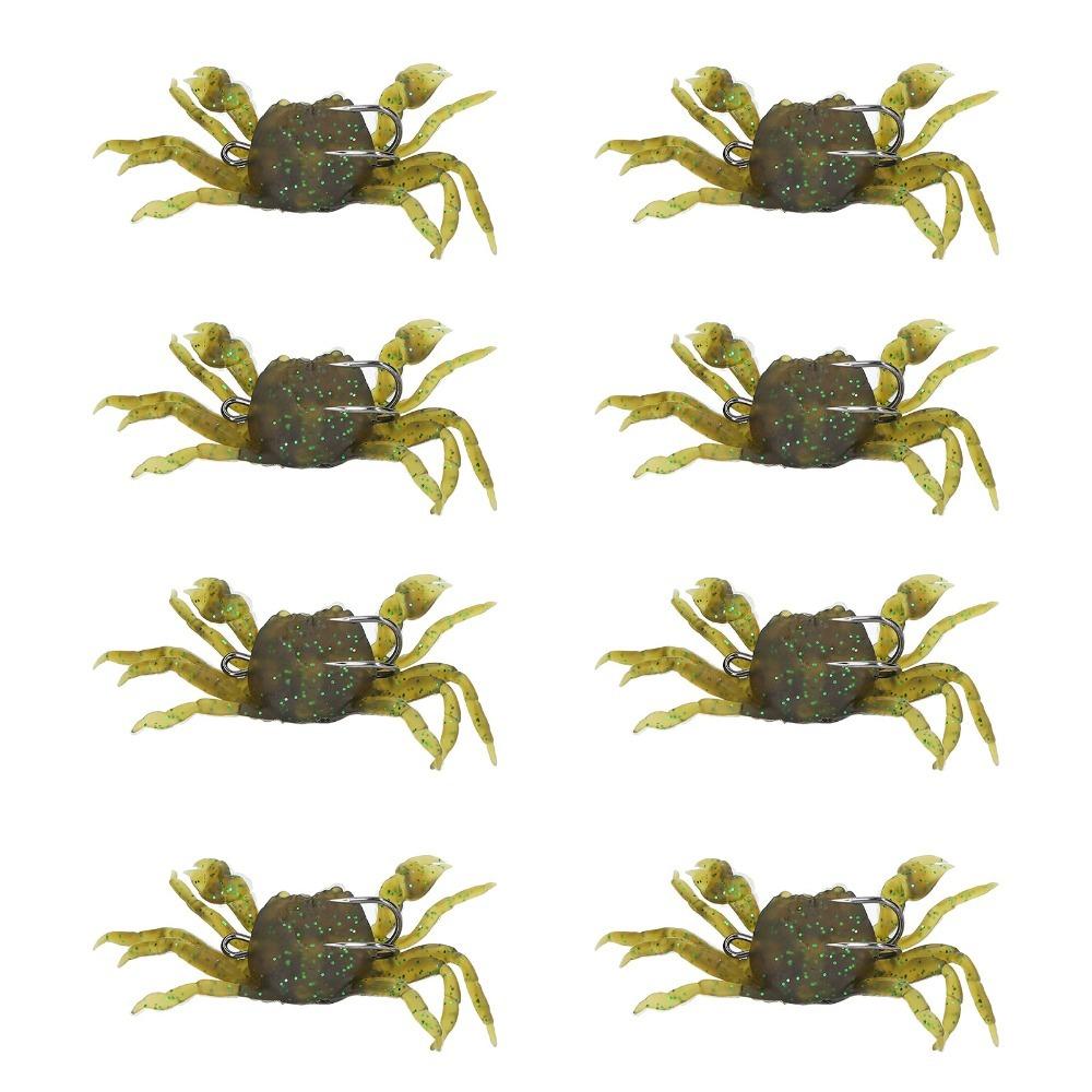 

8Pcs 13cm Length Artificial Crab Bait with Hooks Green Yellow and Brown Simulation Crab Lure 34g Weight Artificial Crab Lures