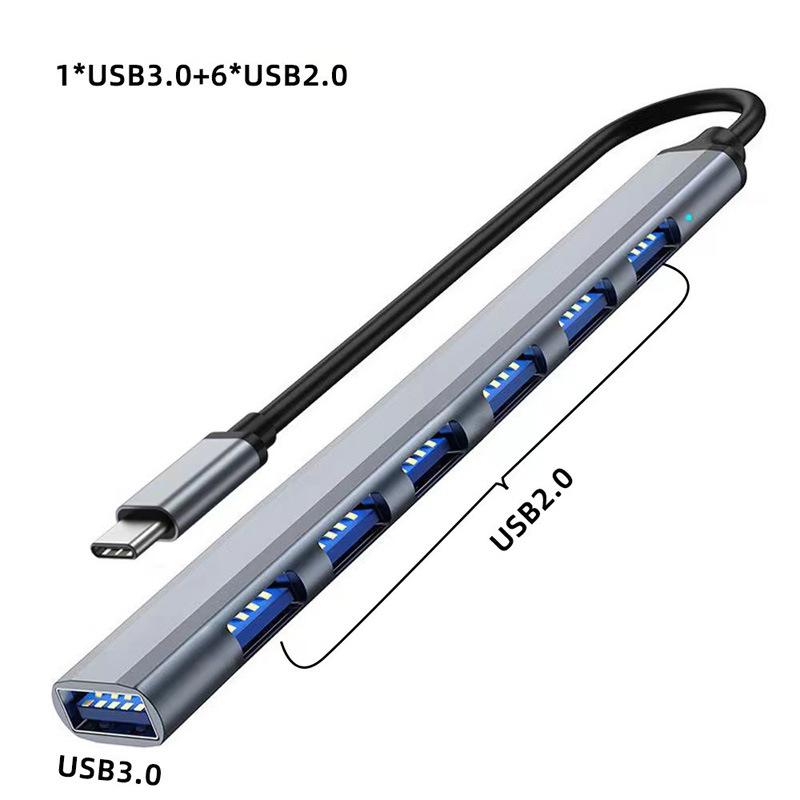 Aluminum Alloy 7-Port USB 3.0 Expansion Dock with Dual USB/Type-C Ports