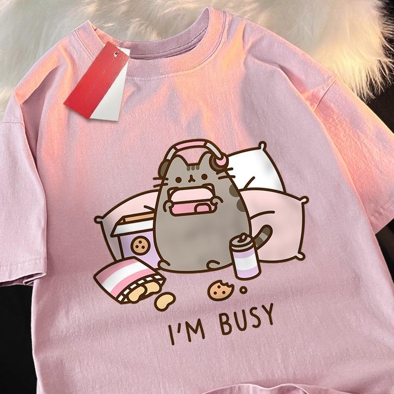 2026 Hot Sale Sorry I'M Busy Cat Playing Games with Headphones Men Women T Shirt High Quality Brand Clothing Loose T Shirts Cotton Shirt Tops Couple