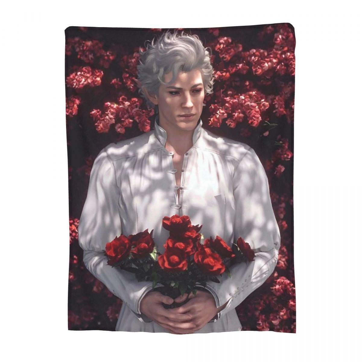 Baldur s Gate 3 Астарион Персонаж Вампира Мягкие Теплые Фланелевые Пледы Постельное Белье для Кровати Пикника Путешествия Домашнего Дивана 30x40in