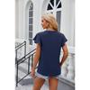 Summer T-shirt Solid Colour V-Neck Loose Short Sleeve Chiffon Shirt Tops for Women