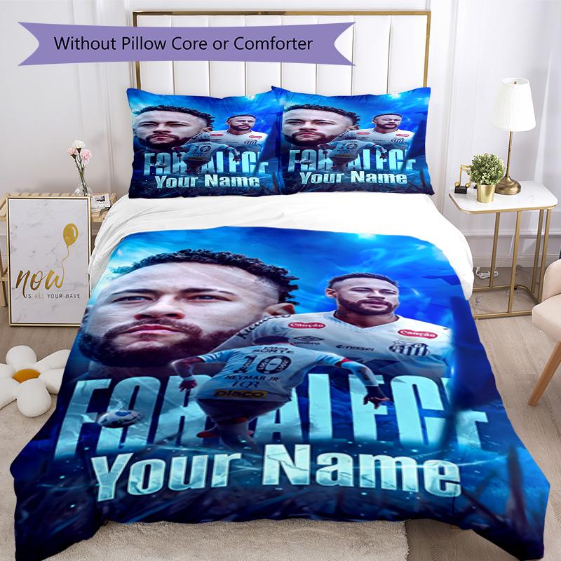 Football Legend Poster Customized Name Bed Sheet Set Suitable for Living Rooms Machine Washable Bedroom Decor Best for Christmas