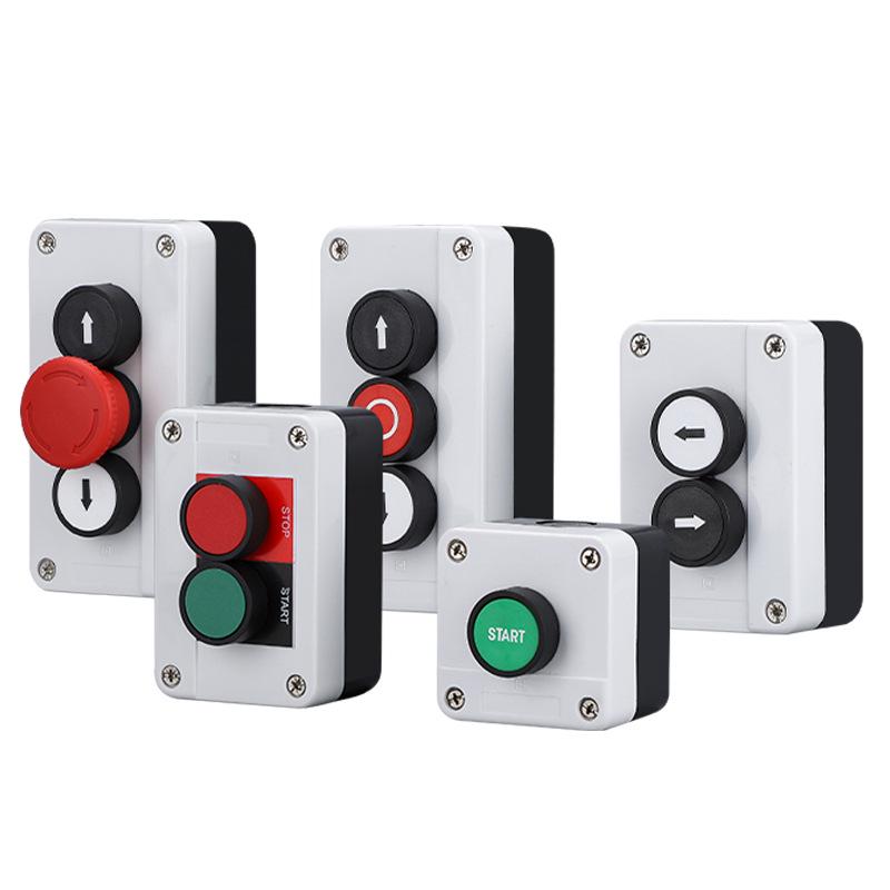 Waterproof 22mm Emergency Stop/Start Button Switch Box with Self-Locking & Resetting Indicator Light