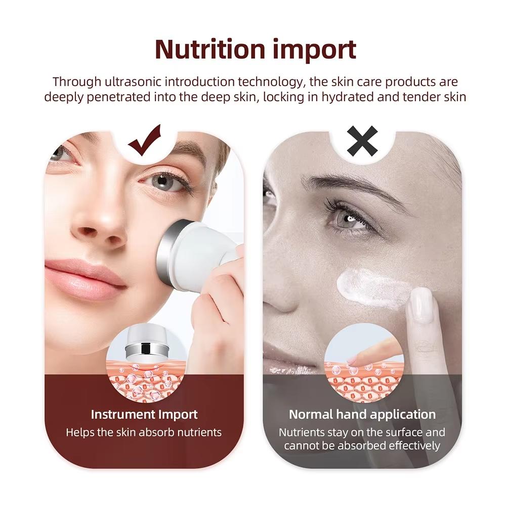 2-in-1 Ultrasonic Beauty Device 1MHz - CE Certified Wireless Facial & Eye Massager, 1800mAh for Wrinkle Reduction/Pore Cleansing/Skin Tightening