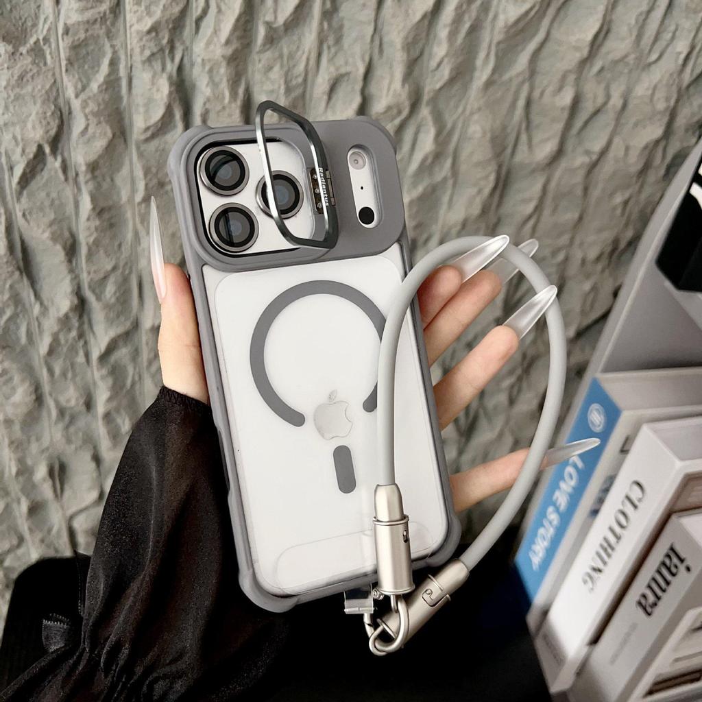 Magnetic iPhone Case for 17 Pro Max with Lens Stand, Lanyard, and Hard Data Cable for iPhone 16.
