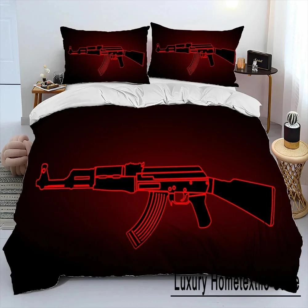 3D Rifle Revolver Cartridge Gun Comforter Bedding Set,Duvet Cover Bed Set Quilt Cover Pillowcase,King Queen Size Bedding Set
