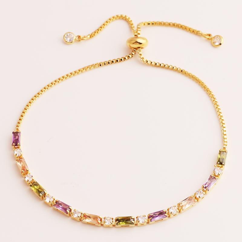 Luxury Rainbow Iced Out Zircon Tennis CZ Bracelet Women's Stretch Adjustable Bracelet Hippie Fashion Accessories Jewelry Gifts