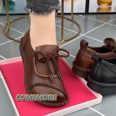 2024 Spring Autumn New Fashion British Style Round Toe Soft Sole Shoes Retro Casual Classic Thick Sole Sneakers Footwear Women's