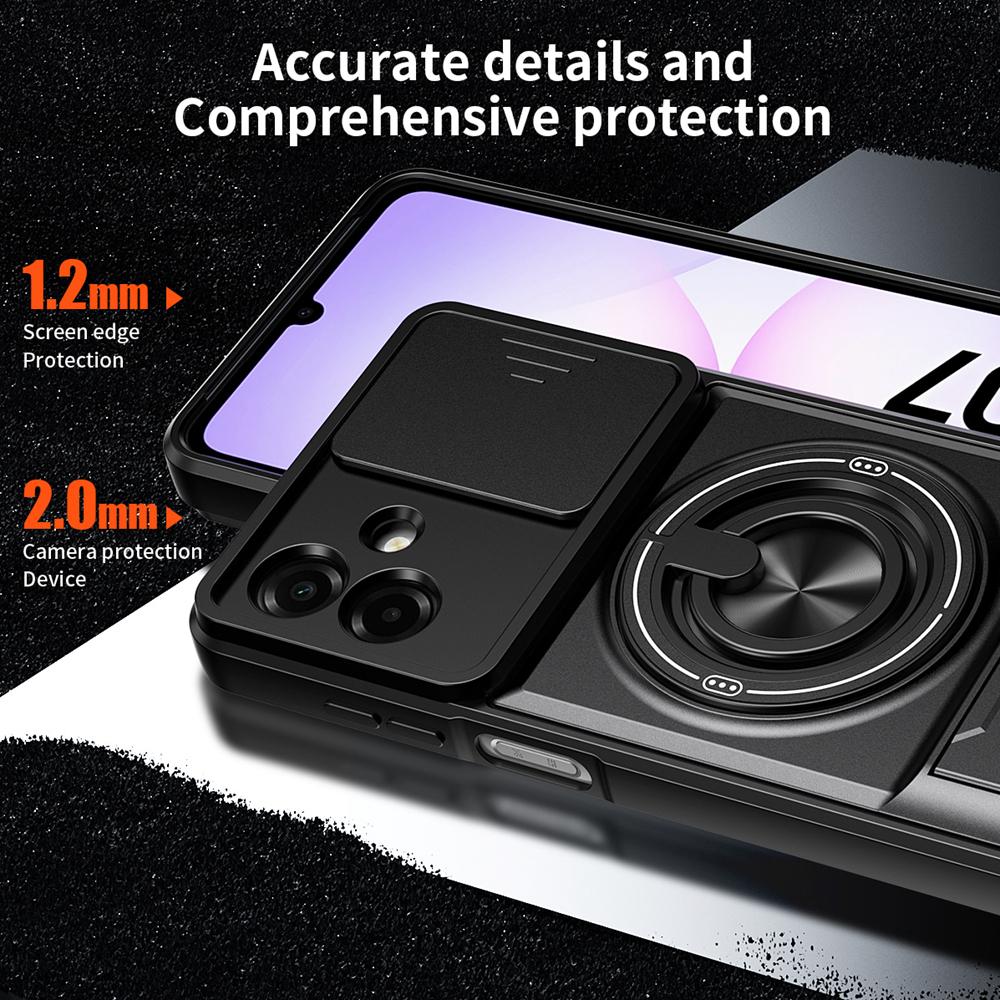 KEYSION Magnetic Phone Case for Samsung A07 A06 4G A05 Slide Camera Protection Upright Kickstand 360 Ring Shockproof Back Cover