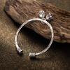 Retro Heritage Antique Silver Lotus Pod Open Bangle - Elegant Valentine's Day or Birthday Gift for Her.